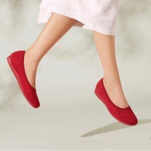 VIVAIA Claire Walker Round-Toe Flats in Ruby Red - Walking Flats US 8.5 EU 39.5